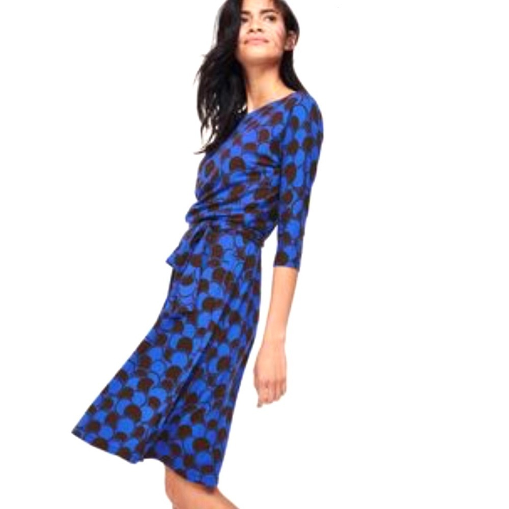 Boden Blue and Black Midi Dress